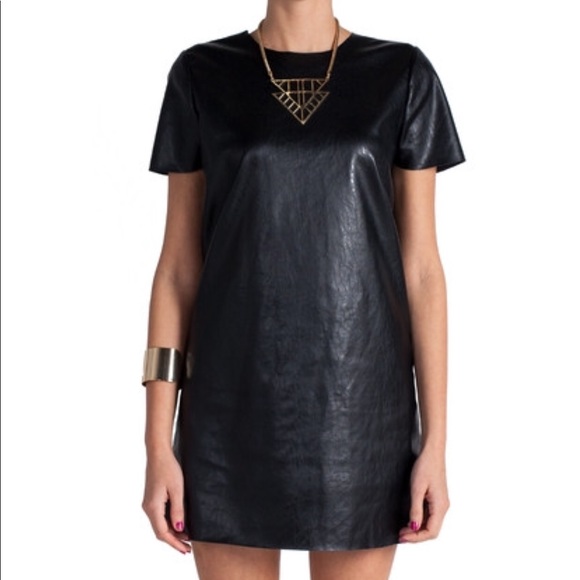 Topshop Dresses & Skirts - Leather Vegan Black Shift Dress